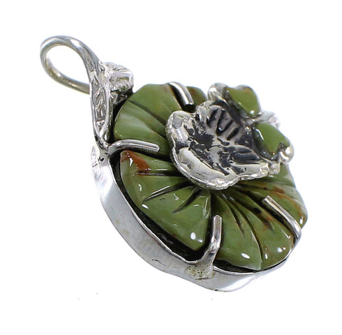 Genuine Sterling Silver Turquoise Flower Dragonfly Southwest Pendant WX58158
